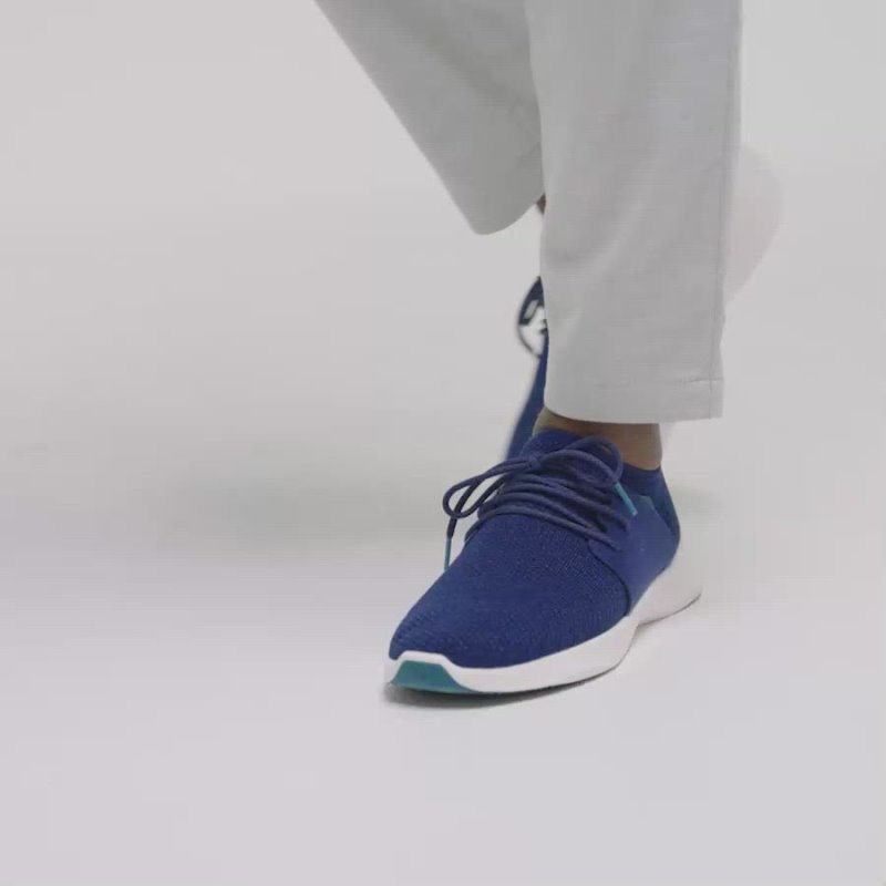 Vessi Everyday Classic Men's Waterproof Shoes Blue White | CA-29060