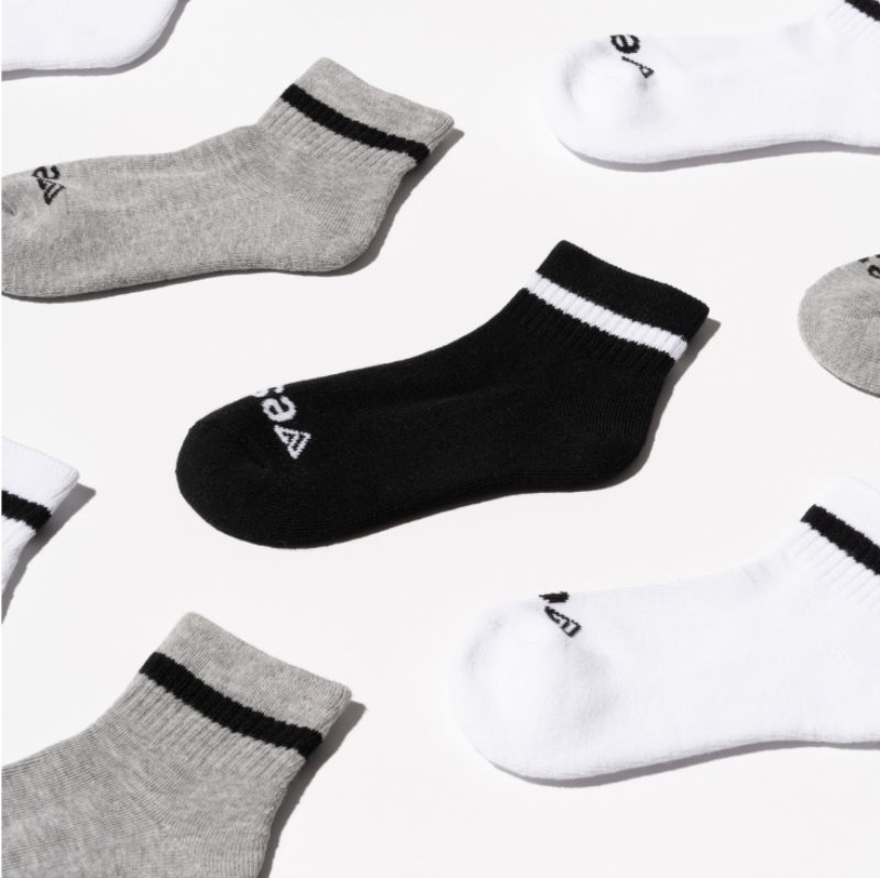 Vessi Mid Crew Socks Kids' Socks Black | CA-07833