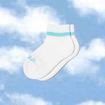 Vessi Mid Crew Socks Kids' Socks White / Green | CA-19585